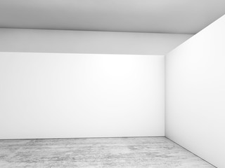 Abstract empty interior, white 3d corner