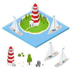 Nautical Lighthouse Isometric View. Vector