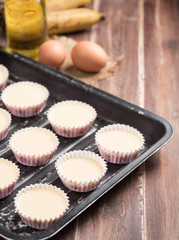 banana cake in preparing cupcakes.