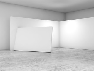 Abstract empty interior, white walls 3d