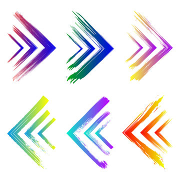 Set of ink grunge arrows. Hand drawn absrtact elements