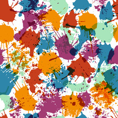 Seamless pattern background with color spots and splash on white