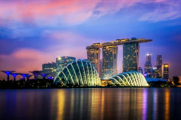 Schilderijen op glas Cityscape of Singapore city © anekoho