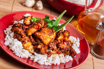 Chinese sticky pork sirloin roasted with a sweet and savory sauce