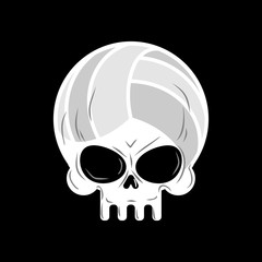 Skull volleyball. Ball is head of skeleton. Emblem for sports fans