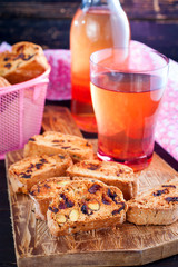Biscotti with pistachios and cranberries.