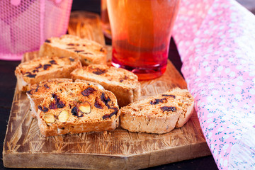Biscotti with pistachios and cranberries, horizontal