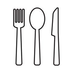 spoon,fork,and knife icon isolated vector