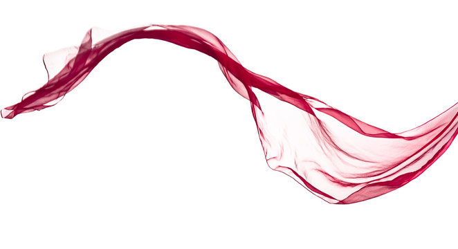 red scarf in the wind , isolated on white