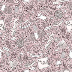 Cartoon cute hand drawn Handmade seamless pattern