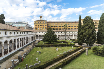 Fototapeta na wymiar Cloister of the convent of Certosini in Rome, Italy
