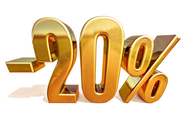 3d Gold 20 Twenty Percent Discount Sign