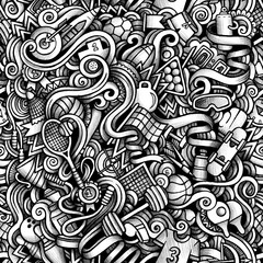 Graphic Sport hand drawn artistic doodles seamless pattern