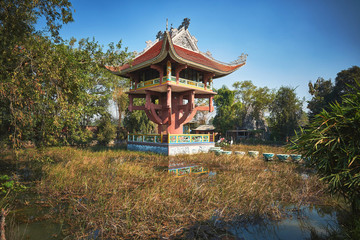 One Pillar Pagoda at the Vietnamese Buddhist temple in Lumbini, Nepal