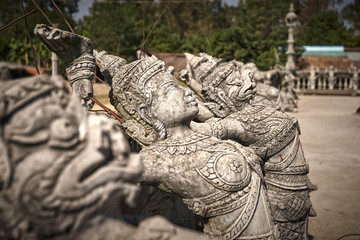 Cambodian god statues in the Cambodian Monastery in Lumbini, Nepal