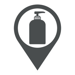 Icono plano localizacion dosificador jabon gris