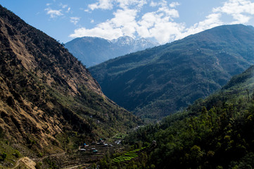 Village Along the Everest Base Camp Trek in the Nepalese Himalayas Between Jiri and Lukla (Kenja)