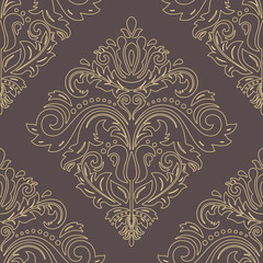 Damask classic golden pattern. Seamless abstract background with repeating elements