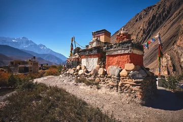 Fotobehang Small temple in Kagbeni village, Himalayas, Nepal. © vladimirzhoga