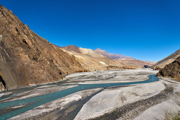 Kali Gandaki River in the valley of Upper Mustang in Nepal