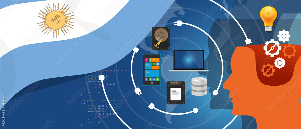 Poster argentina it information technology digital infrastructure connecting business data via internet net