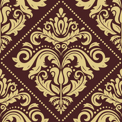 Seamless baroque gold pattern. Traditional classic orient ornament