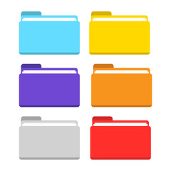 folder icon set colorful isolated vector