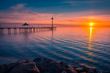 Brighton beach sunset over the ocean, South Australia