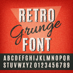 Retro Grunge Font. Vector Grunge Alphabet.