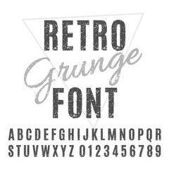 Retro Grunge Font. Vector Grunge Alphabet.