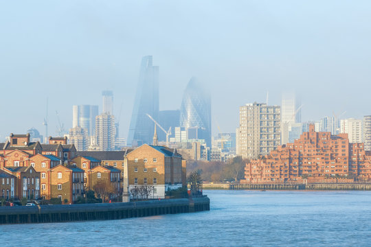 Hazy view of City of London