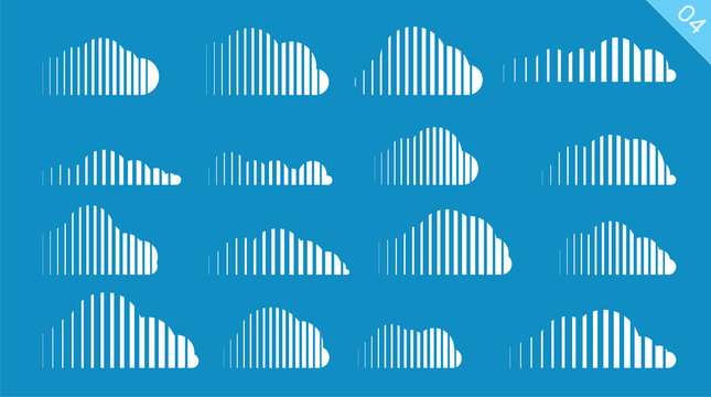 Set of cartoon clouds on a blue background