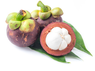 Mangosteen isolated on the white background