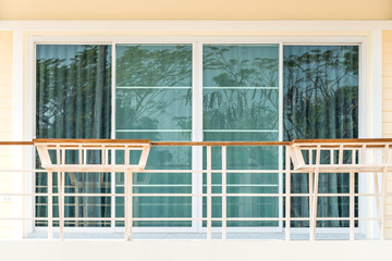 Modern mirror door and terrace interior