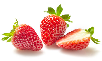 fresh strawberries on white background