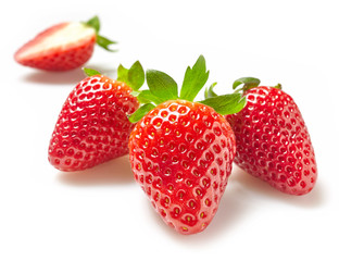 fresh strawberries on white background