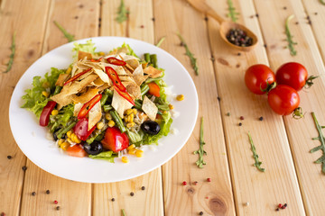 Mexican salad and tortilla chips