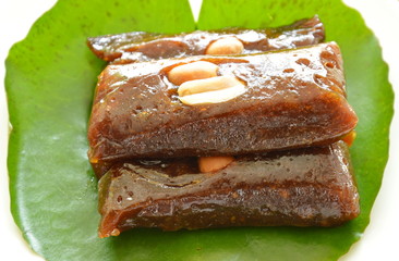 Thai sweet coconut caramel on lotus leaf