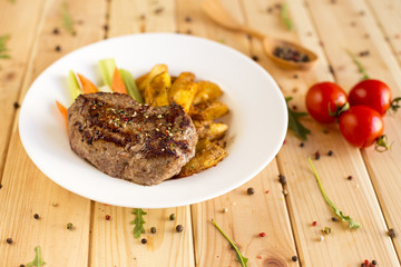 Delicious portion of healthy grilled beef steak