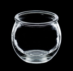 clear glass jar isolated on black background