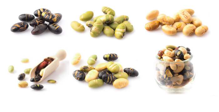 Collection of Mixed of nuts isolated on white background