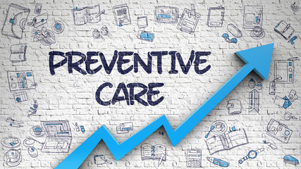 Preventive Care Drawn on White Wall. 3d.