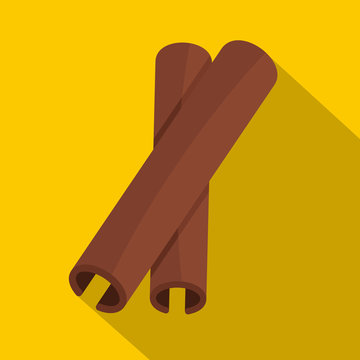 Two Cinnamon Stick Spice Icon, Flat Style