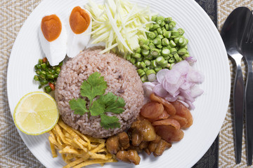Thai food shrimp paste fried rice Khao Kluk Kapi