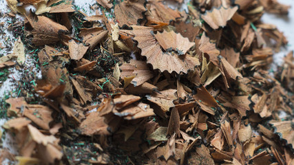 Pencil shavings layered on top of each other