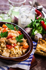 Pasta with vegetables and meat