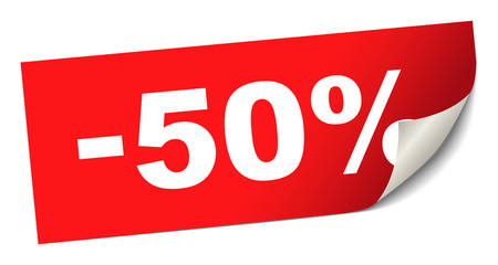 Minus 50 Prozent Preisnachlass Sticker
