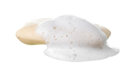 Soap with foam isolated on white