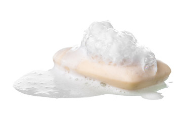 Soap with foam isolated on white