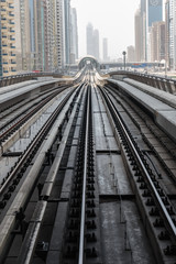 Fototapeta na wymiar Metro subway tracks in the United Arab Emirates